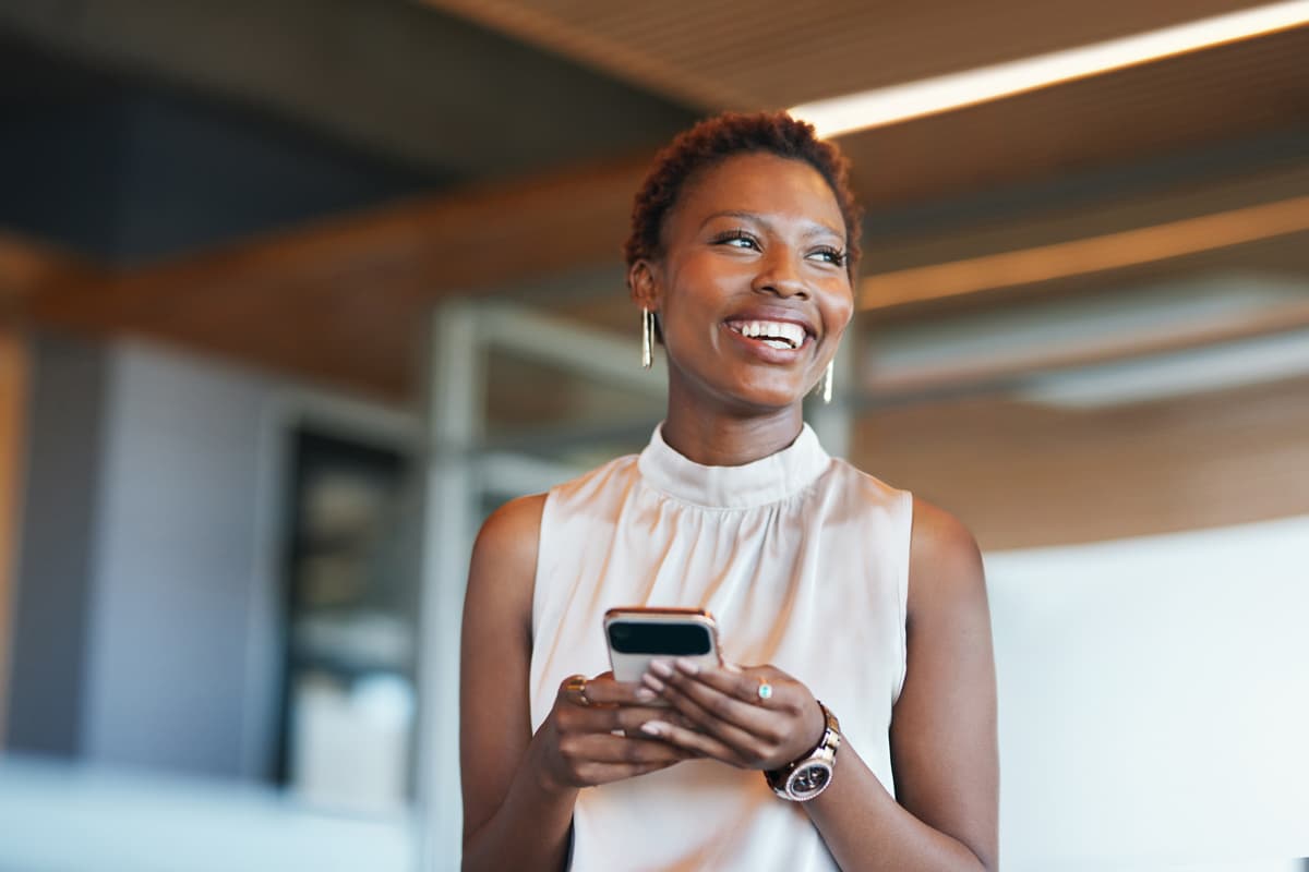 Smiling business women on phone